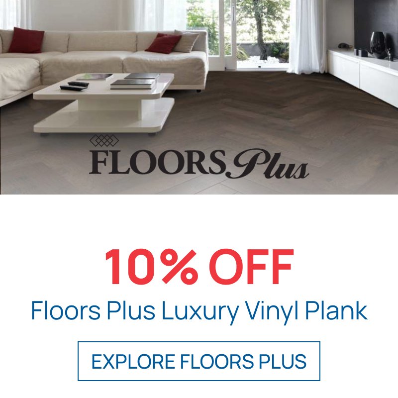 A promotional banner for Floors Plus