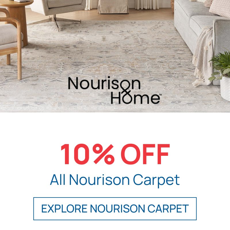 A promotional banner for Nourison Carpets