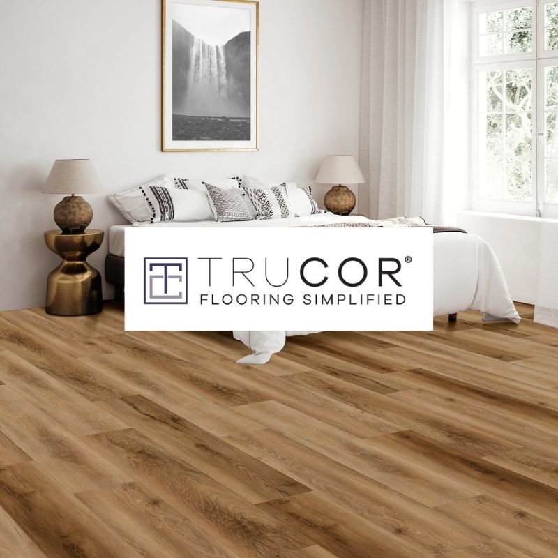 Luxury vinyl living room floor, adding warmth and texture to the space.