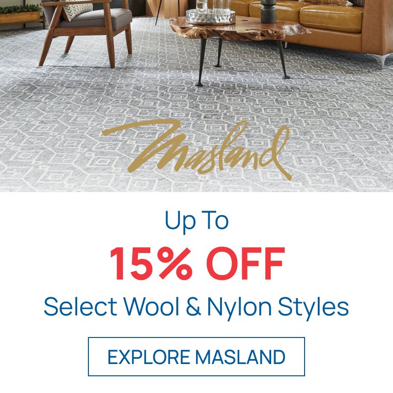 A promotional banner for Masland Floors