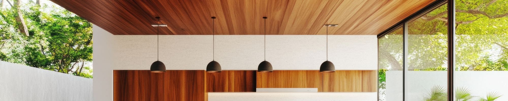 wood ceiling in kitchen