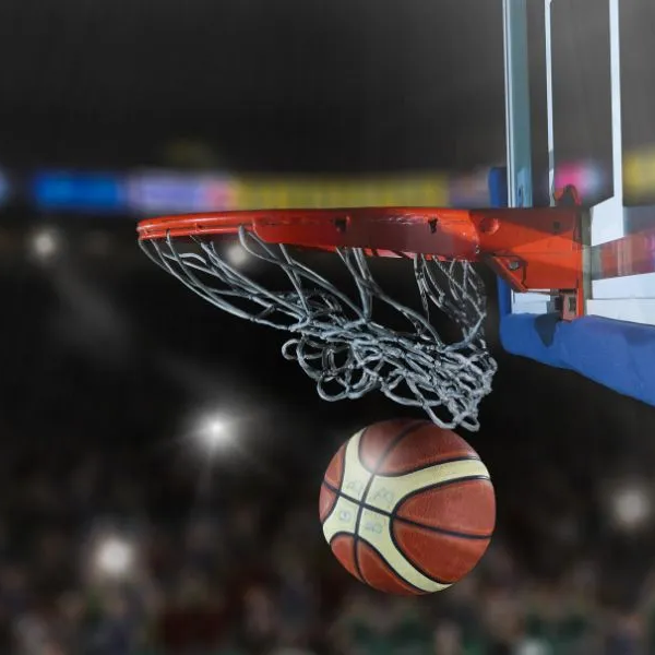 march madness ball in hoop