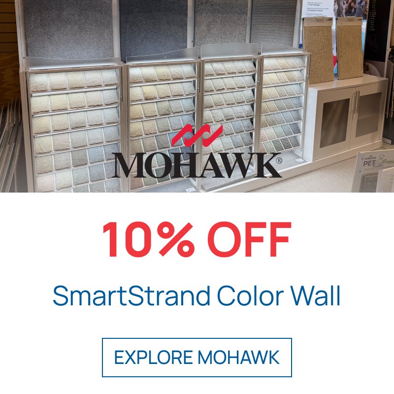 A promotional banner for Mohawk Floors
