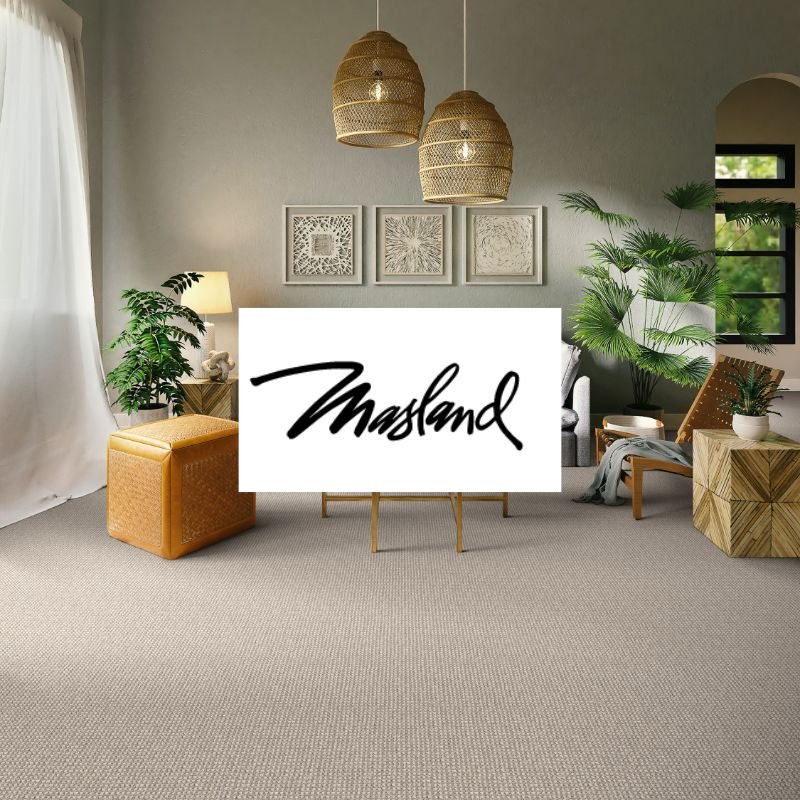 a cozy living room with Masland carpet